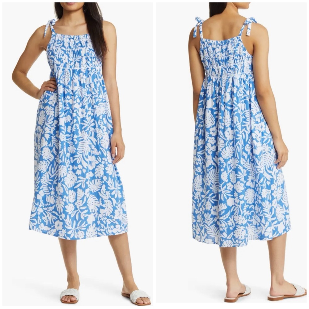 Beach Lunch Lounge botanical guaze midi dress
